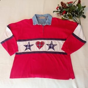 Vintage Marsh Landing Denim Polo Shirt 100% Cotton